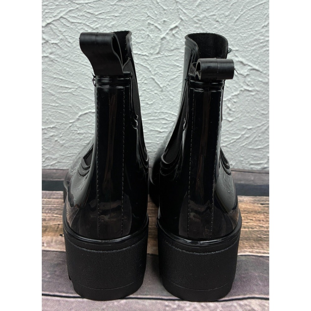 Capelli New York Womens Rain Boots Size 6 Black Patent Chelsea Ankle Boots